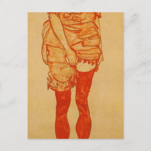 Carte Postale Egon Schiele - Femme debout en rouge