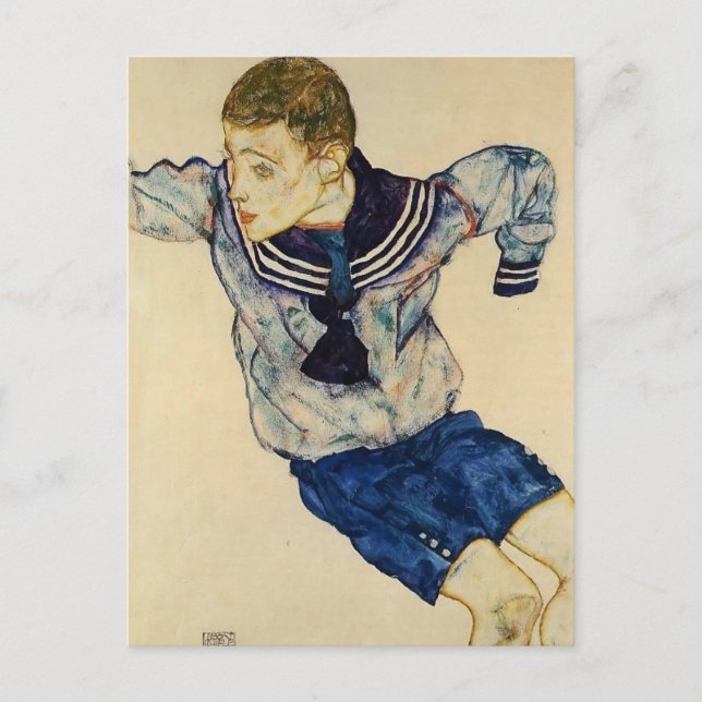 Carte Postale Egon Schiele - Garçon en costume de voile (Devant)
