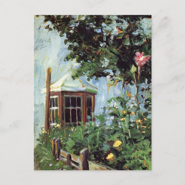 Carte Postale Egon Schiele-House avec baie vitrée dans le jardin (Devant)