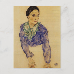 Carte Postale Egon Schiele - Portrait d'une femme à l'écharpe