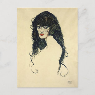 Carte Postale Egon Schiele - Portrait d'une femme aux cheveux no