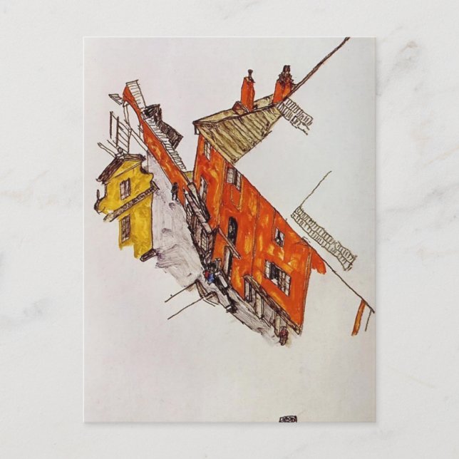 Carte Postale Egon Schiele - Rue à Krumau (Devant)