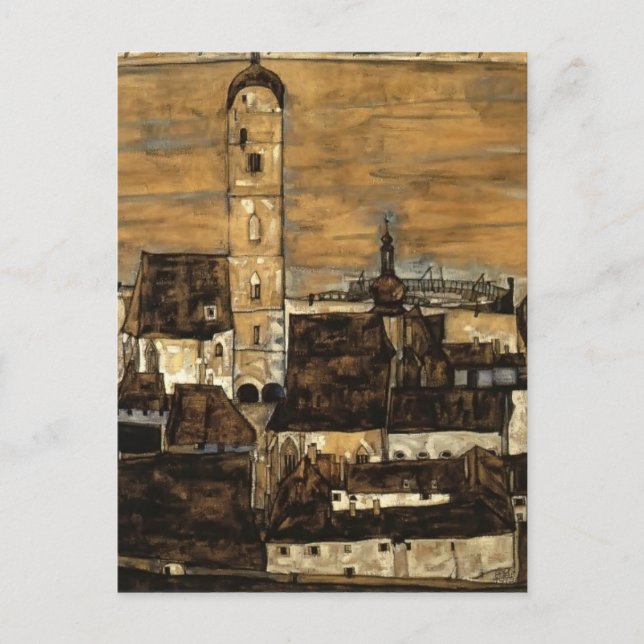 Carte Postale Egon Schiele - Stein sur le Danube, de Kreuzberg (Devant)