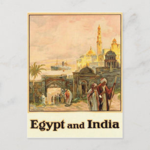 Carte Postale Egypte et Inde, voyage vintage