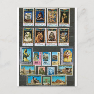 Carte Postale Egyptology sur des timbres