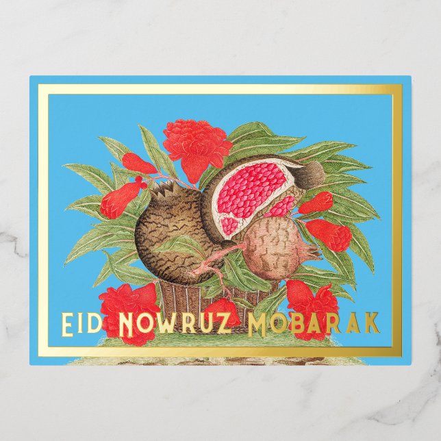 Carte postale Eid Nowruz Mubarak Pomegranak Foil (Recto)