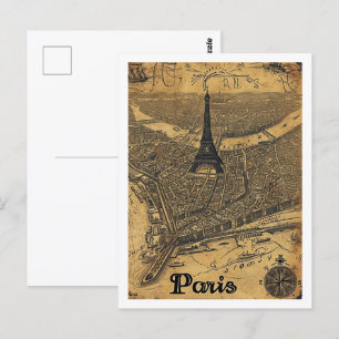 Carte Postale Eiffel Paris France Vintage Lieu de Voyage célèbre