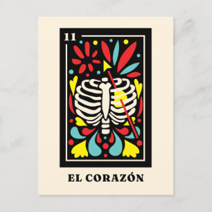 Carte Postale El Corazon Design Tarot de style mexicain