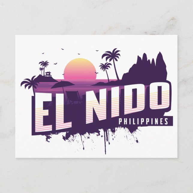 Carte Postale El Nido Philippines Coucher de soleil violet Palaw (Devant)