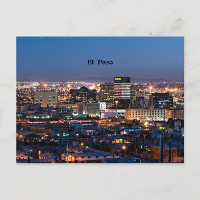 Carte Postale El Paso, Texas la nuit (Devant)