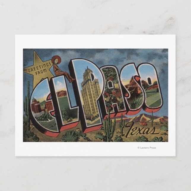 Carte Postale El Paso, Texas - Scènes de grandes lettres (Devant)