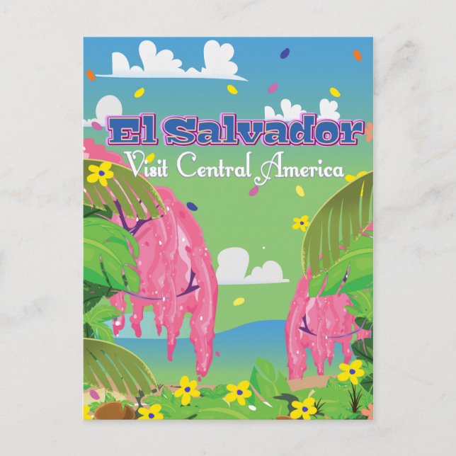 Carte Postale El Salvador Cartoon Travel print. (Devant)