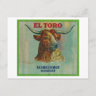 Carte Postale El Toro Orange Étiquette