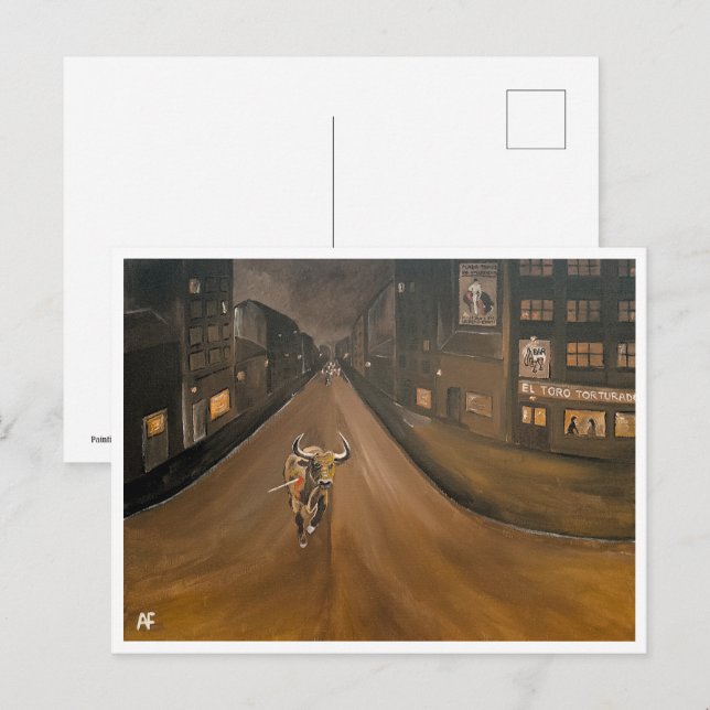 Carte Postale El Toro Torturado Peinture d'Alfred Fox (Devant / Derrière)