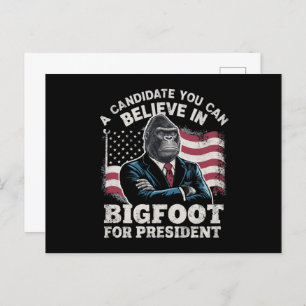 Carte Postale Election 2024 Funny Vote Sasquatch USA