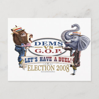 Carte Postale Élection politique 2008 de duel de mascotte