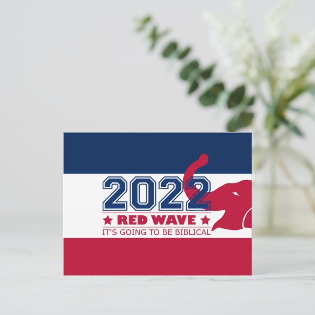 Carte Postale Élections de mi-mandat 2022 Red Wave Red Elephant  (Debout devant)
