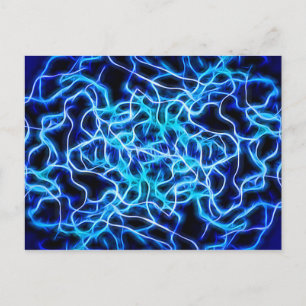 Carte Postale Electrique Neon Aqua Bleu Turquoise Lightning