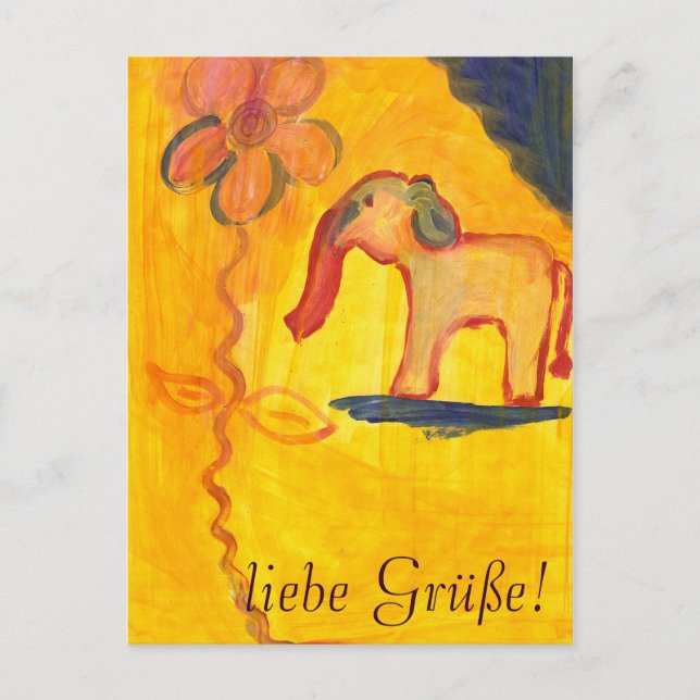 Carte Postale elefer mit blume von Lola Mono (Devant)