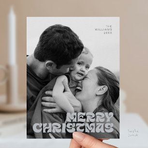 Carte Postale Élégance Chic, Joyeux Noël Photo de Famille Élégan