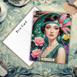 Carte Postale Elégance Cocktail des Années 1920 Fille Flapper