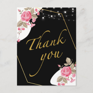 Carte Postale Élégance moderne Lumière de chaîne florale rose Me