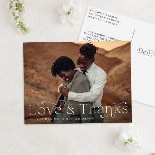 Carte Postale Elegant Amour et Merci Mariage Photo Merci