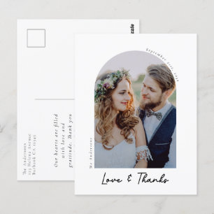 Carte Postale Elegant Amour & Merci Photo Mariage Merci