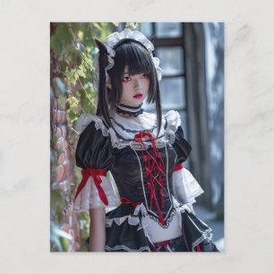 Carte Postale Élégant Anime Maid avec oreilles de chat