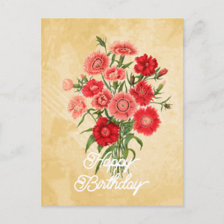 Carte Postale Élégant Anniversaire Fleur de Dianthus Chinensis V
