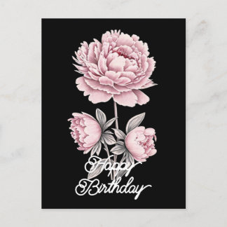 Carte Postale Elégant Anniversaire Fleur Rose Paeonia
