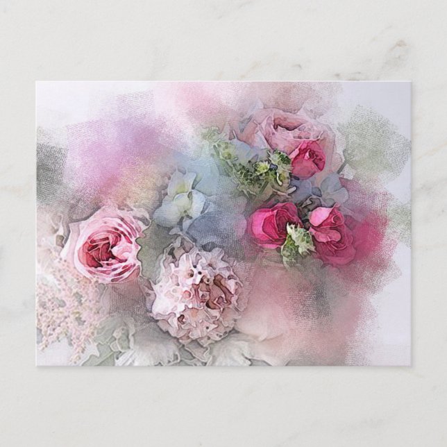 Carte Postale Elégant aquarelle Art Moderne Rose Fleurs Florales (Devant)