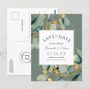 Carte Postale Elégant Aquarelle Eucalyptus Sage Enregistrer La D