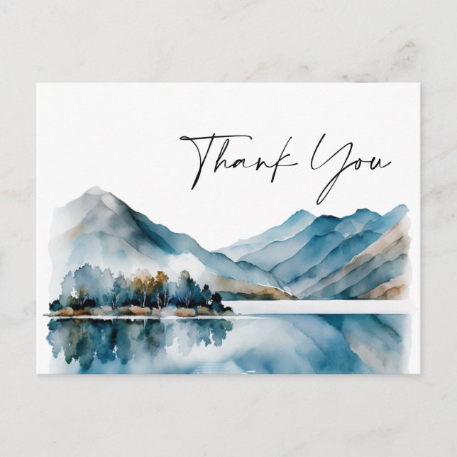 Carte Postale Elégant aquarelle Foggy Forest Mariage Merci (Devant)