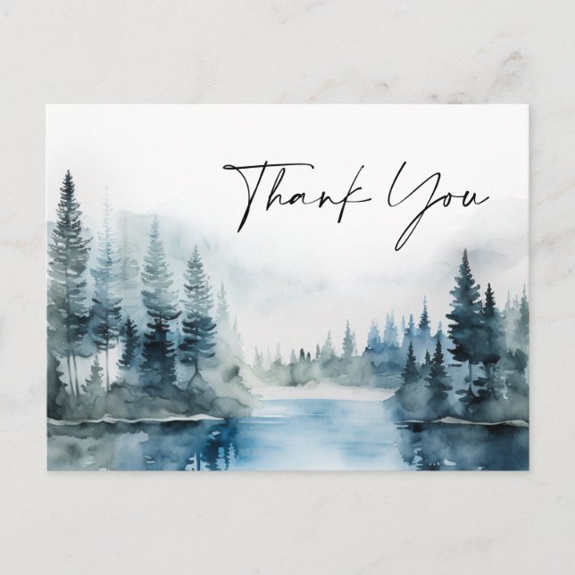 Carte Postale Elégant aquarelle Foggy Mariage Merci forestier (Devant)