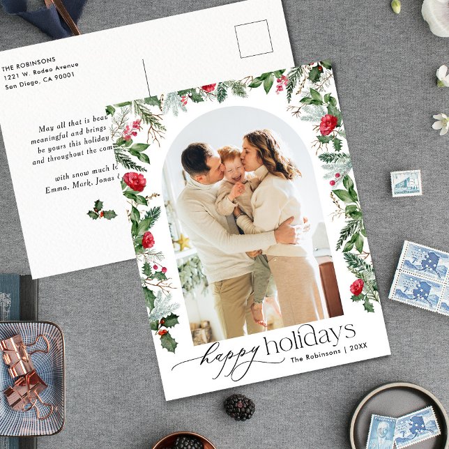 Carte Postale Elégant Arc Botanique 1 Photo Joyeuses Fêtes (Créateur téléchargé)