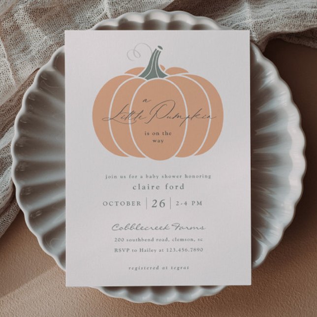Carte Postale Elégant Baby shower d'automne Orange Little Citrou (Elegant Orange Little Pumpkin Fall Baby Shower Invitation Postcard.)