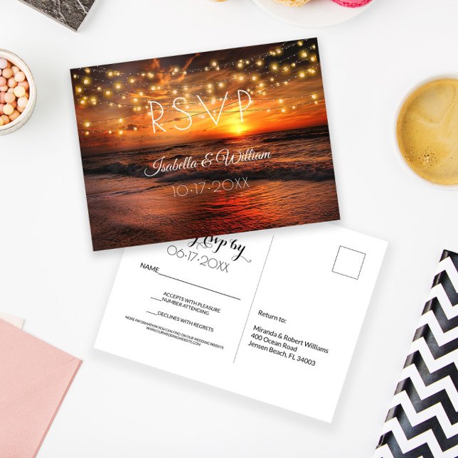 Carte Postale Elégant Beach Summer Wedding RSVP (Créateur téléchargé)