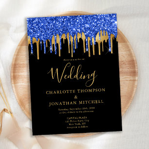 Carte Postale Elégant Black Blue Gold Parties scintillant  Maria