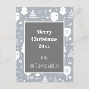 Carte Postale Elégant blanc & gris Joyeux Noël