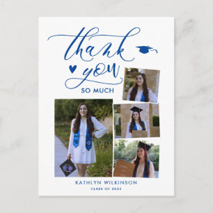 Carte Postale Elégant Bleu 4 Photo College Merci de diplôme