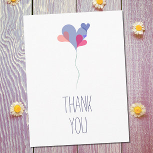 Carte Postale Élégant bleu bleu rose ballon coeurs minimaliste