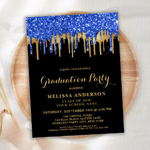 Carte Postale Elégant Bleu Gold Black Parties scintillant Drives