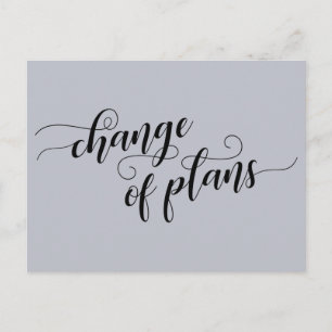 Carte Postale Élégant Blue Changement de plans Reporté Mariage