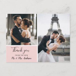 Carte Postale Elegant Blush 2 Photo Collage   Merci