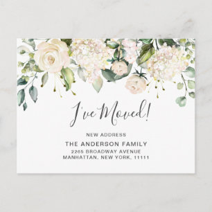 Carte Postale Élégant Blush Hydrangea Roses Moving Faire-part