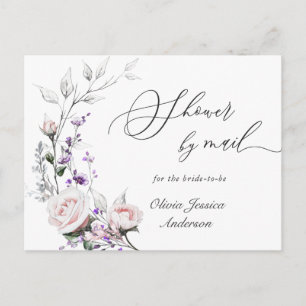 Carte Postale Élégant Blush Roses Fête des mariées par courrier