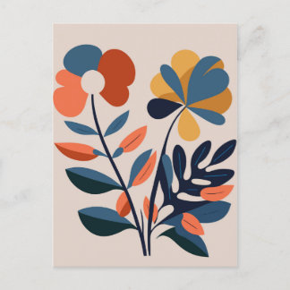 Carte Postale Elégant Boho Abstrait Fleur Botanique