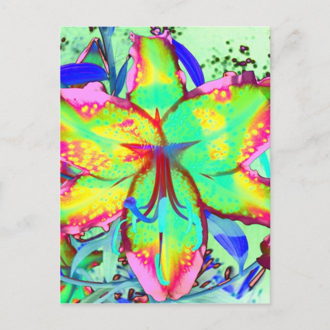 Carte Postale Élégant boho rétro abstrait vert rose floral (Devant)