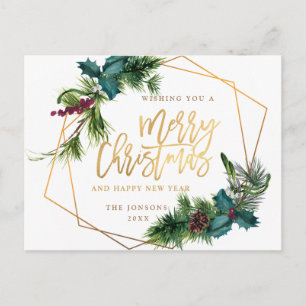 Carte Postale Elégant cadre de cône de pin de Noël de vacances S